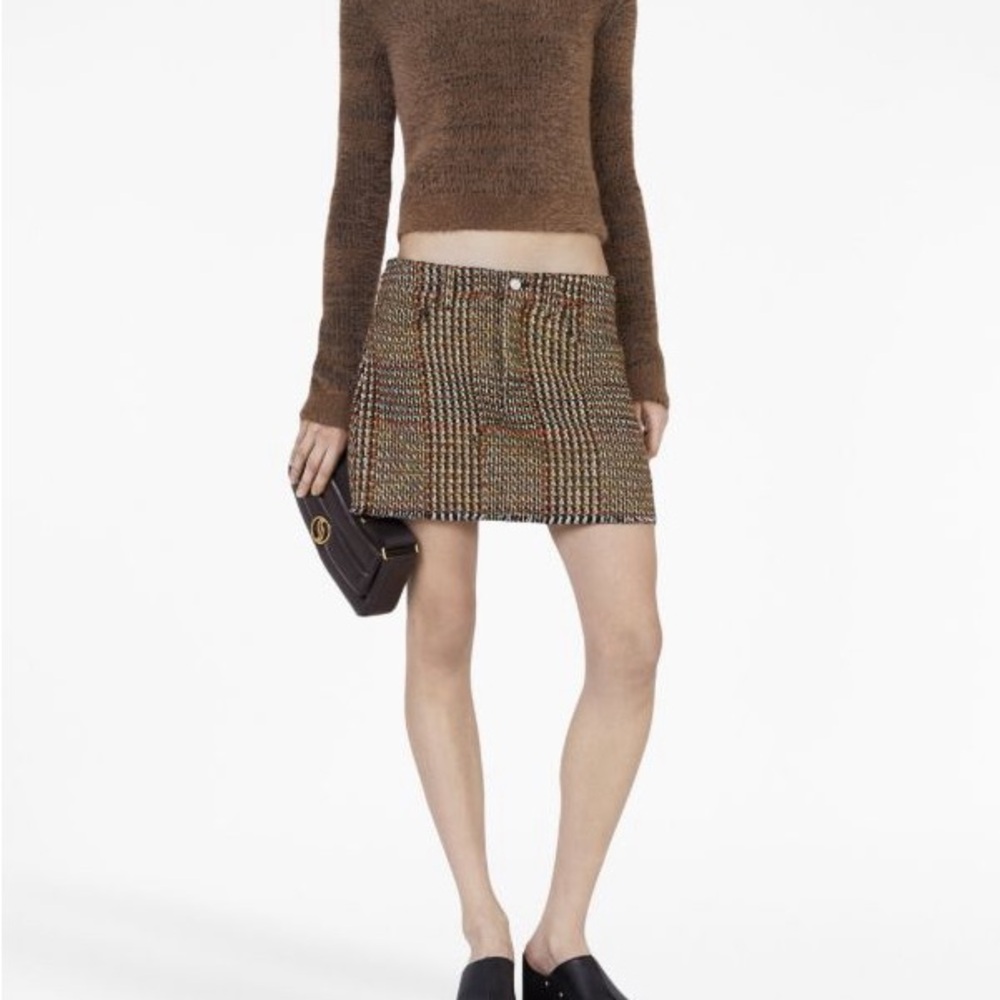 STELLA MCCARTNEY Frayed Checked Wool-Blend Tweed Mini Skirt—IT42